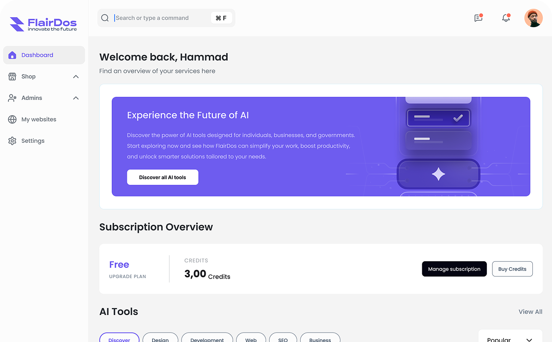 AI Platform Dashboard